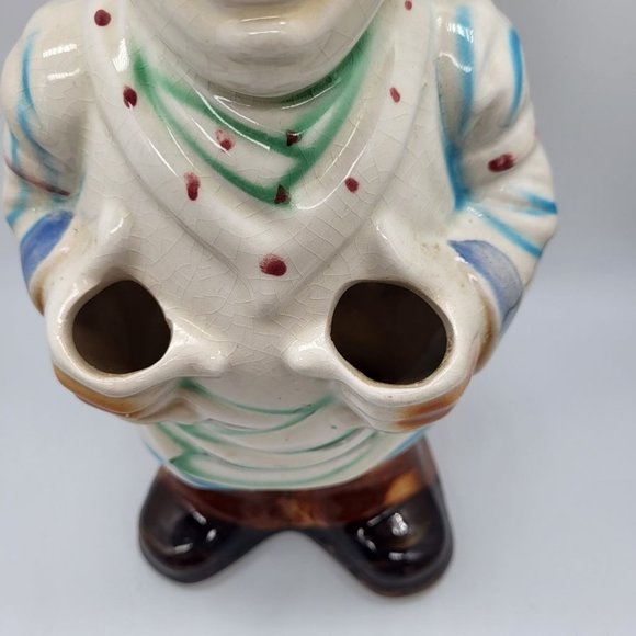 Vintage Hi Mark Chef Hand Painted Utensil Holder 4 Opening Friends 12" Tall - Picture 3 of 8